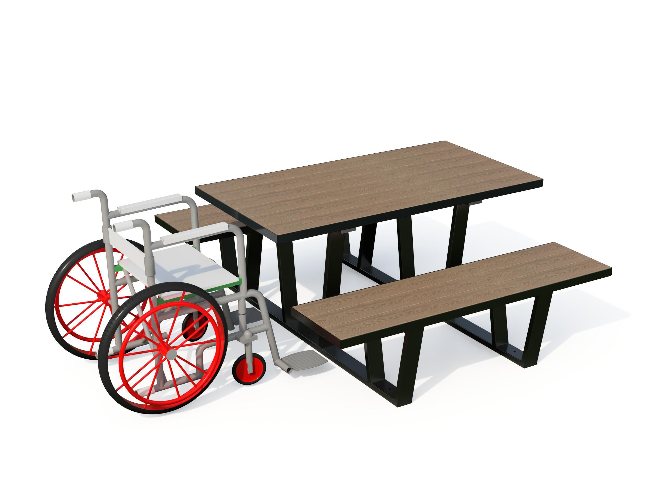 Прямоугольный стол для пикника WPC со встроенными скамейками Studio Città VOLT COMPACT ARCH-00140202