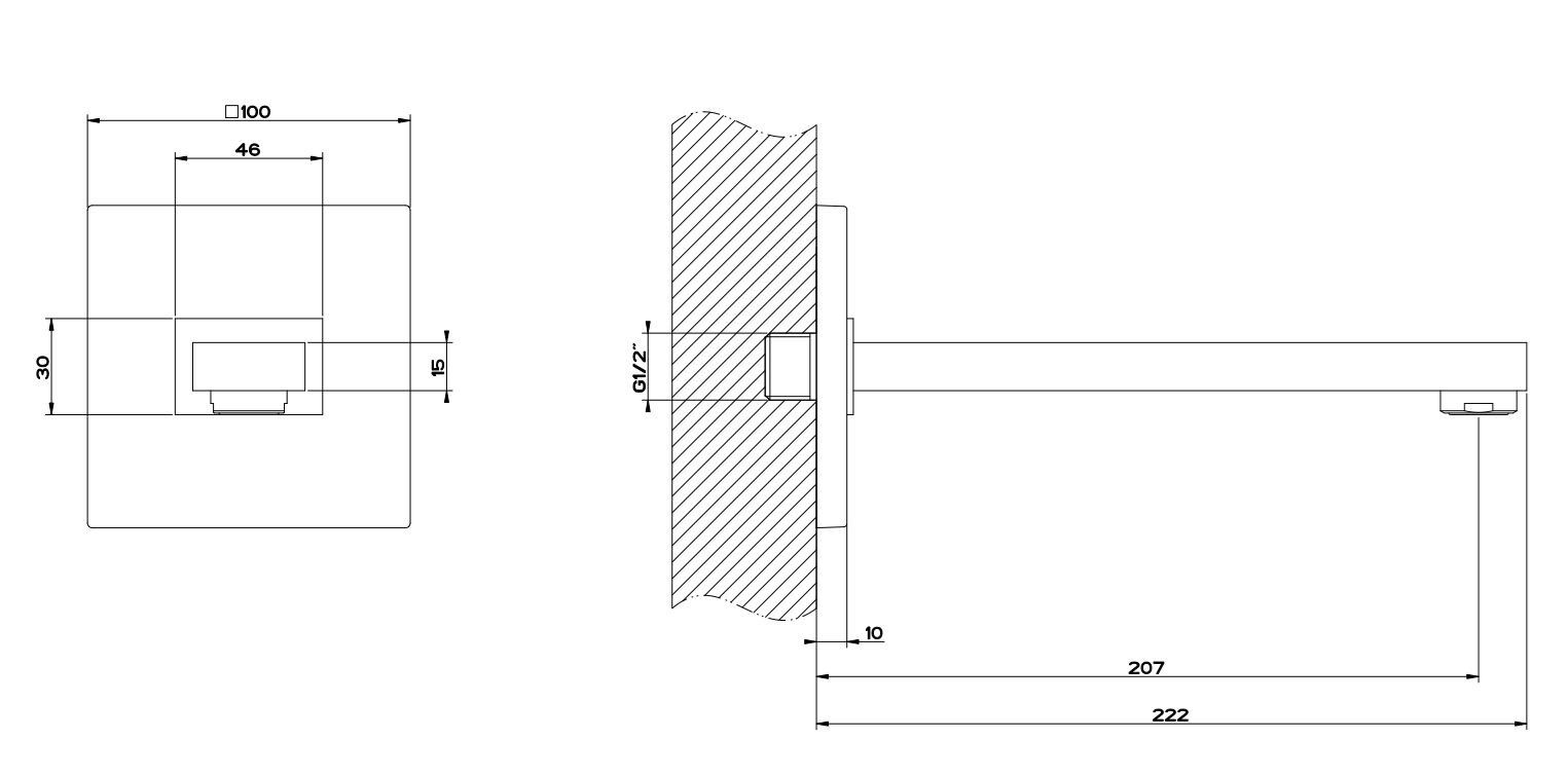 Настенный латунный дозирующий носик для умывальника Gessi прямоугольник ARCH-00095226 - Вид №2