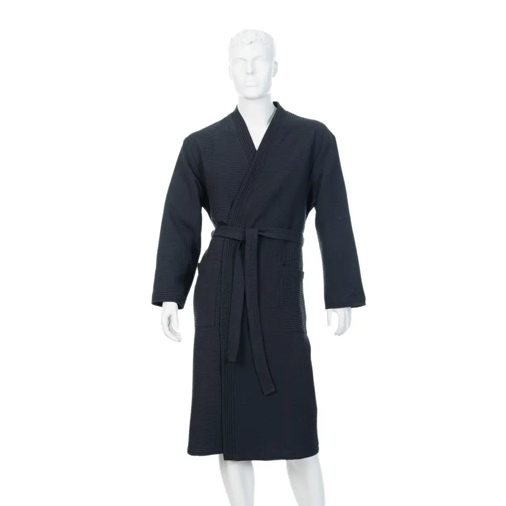 Халат вафельный Enna Black0 без капюшона размер M цвет черный Santreyd STLM-2117433 - Вид №1