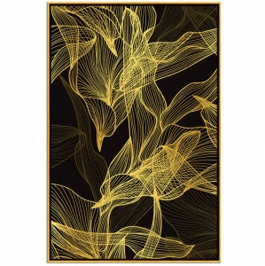 Картина с абстрактным рисунком 60х80 см золотая "Абстрактные золотые листья" EVENHOME  00-3878757 Золото;черный