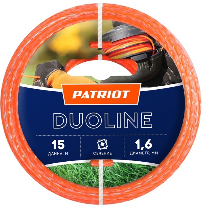 PATRIOT Duoline - профессиональная леска для триммера 1,6 мм квадратная 15 м 84033520