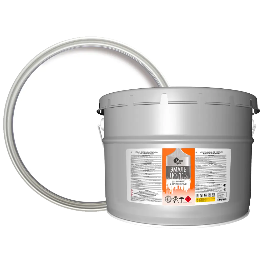 Эмаль Простокраска ПФ-115 полуматовая цвет белый 10 кг STLM-2122487