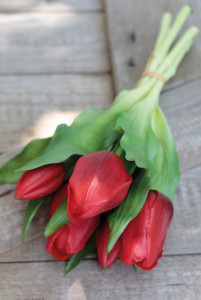 2941 444 a3 Искусственный букет тюльпанов, 5-цветков, 28 см, красный H-andreas