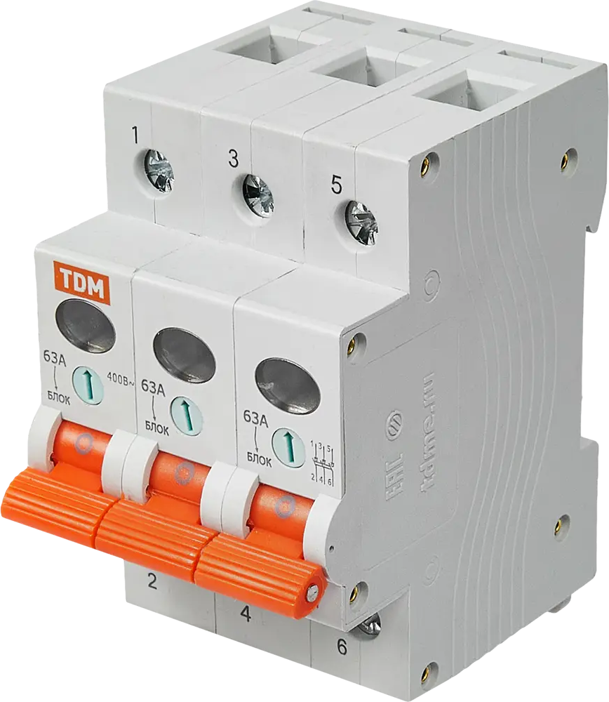 Выключатель нагрузки TDM Electric ВН-32 3P 63А для электрощитов 84399565