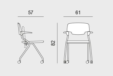 Тканевый стул с колесами с подлокотниками Viganò Madam Collectivity ARCH-00125020 - Вид №3