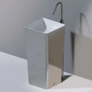 L506T0R0VT251 Раковина напольная ELITE SQUARE 420х420х870 мм без отверстия под смеситель Белый глянцевый декор платина
