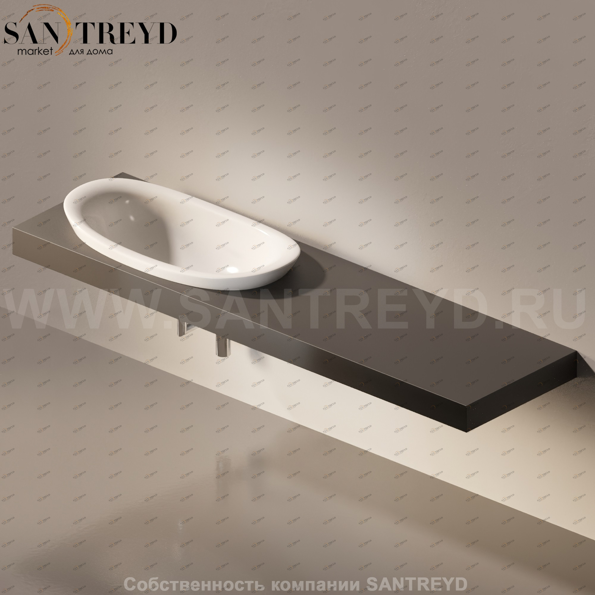 Flaminia IO e SI Столешница с отверстием под раковину от 110 до 250 см черная IO90M4.7006 Ceramica Flaminia IO90M47006