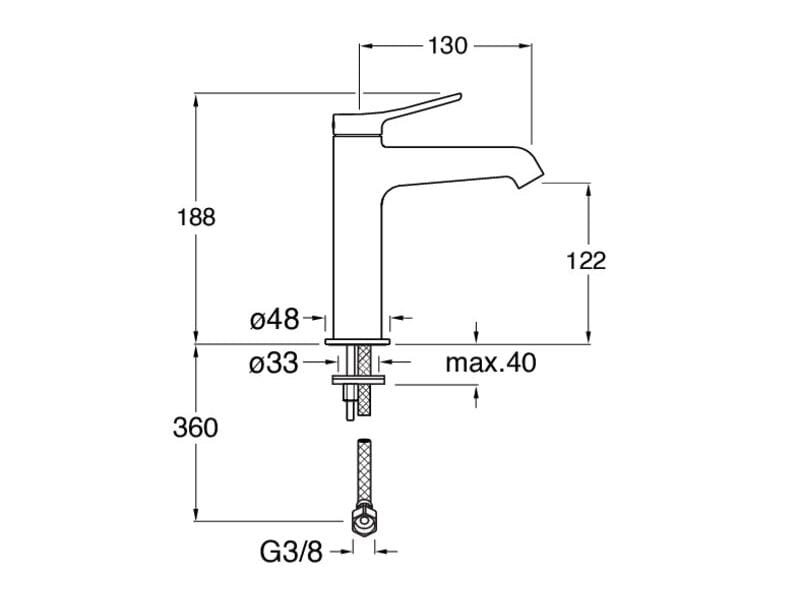 Смеситель для раковины без слива CRISTINA Rubinetterie бочка ARCH-00140373 - Вид №2