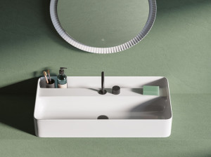 Керамическая столешница прямоугольная раковина