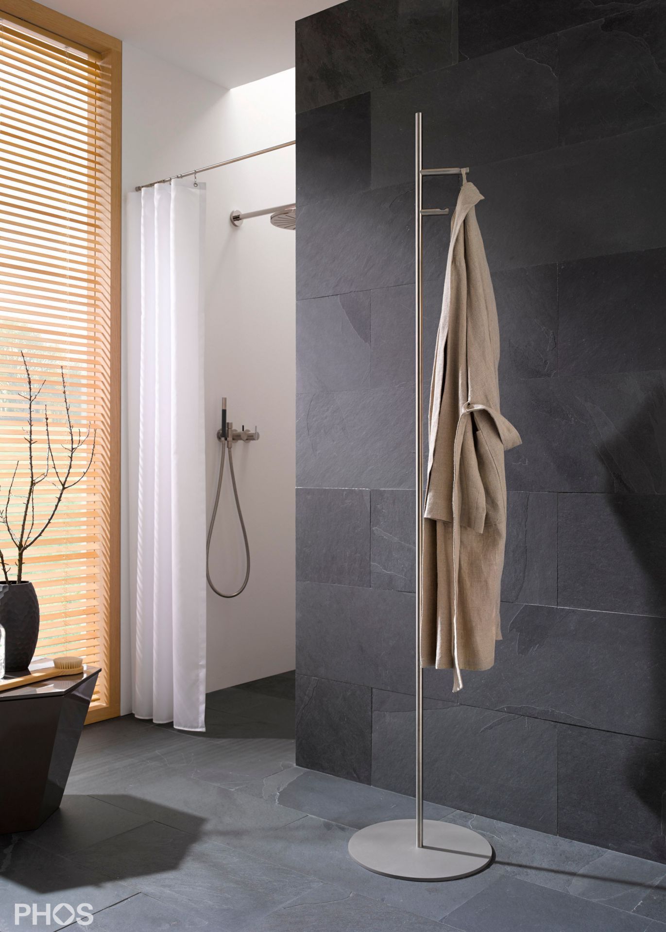 GSTS2V-B Вешалка для полотенец и вешалка для одежды с 2 вогнутыми крючками, основание: серое. PHOS  - Вид №2