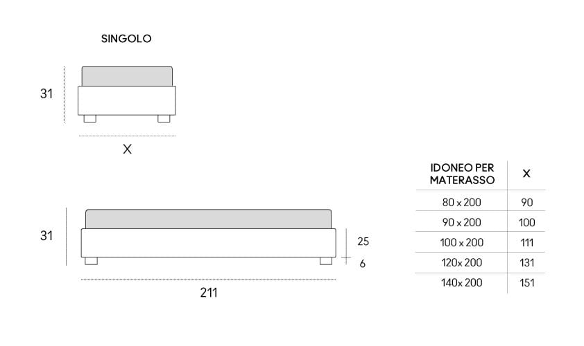 Односпальная съемная мягкая кровать Casamania & Horm кровать Figi ARCH-00113432 - Вид №2