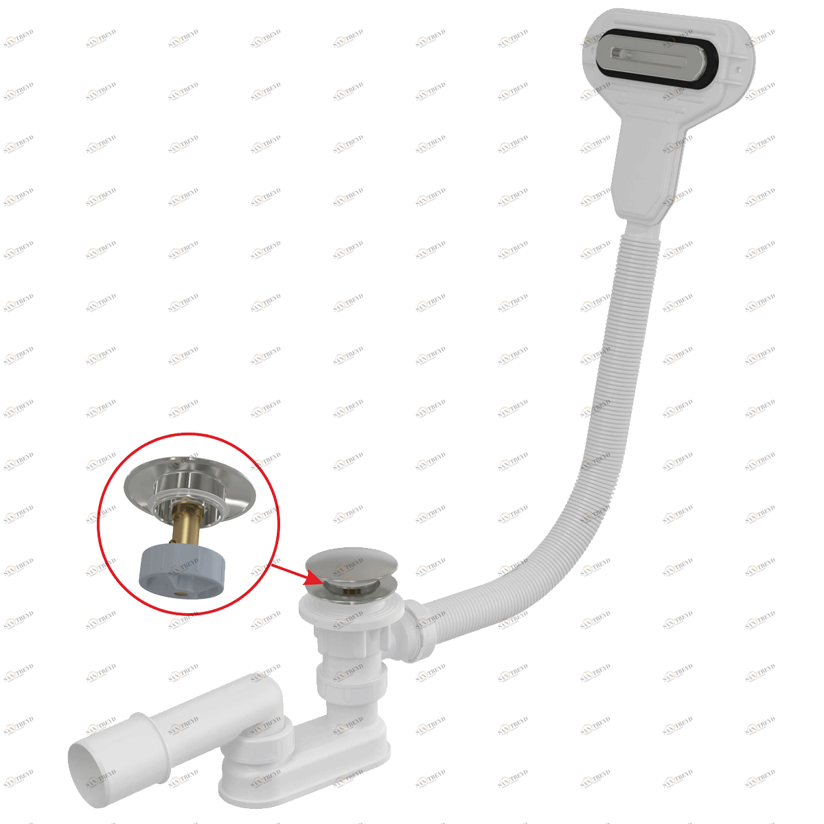 Сифон для ванны CLICK/CLACK с плоским переливом, хром ALCAPLAST A516CKM