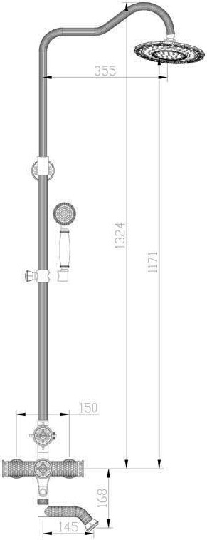 Душевая стойка ZorG Antic A 403DS-BR, бронза - Вид №1