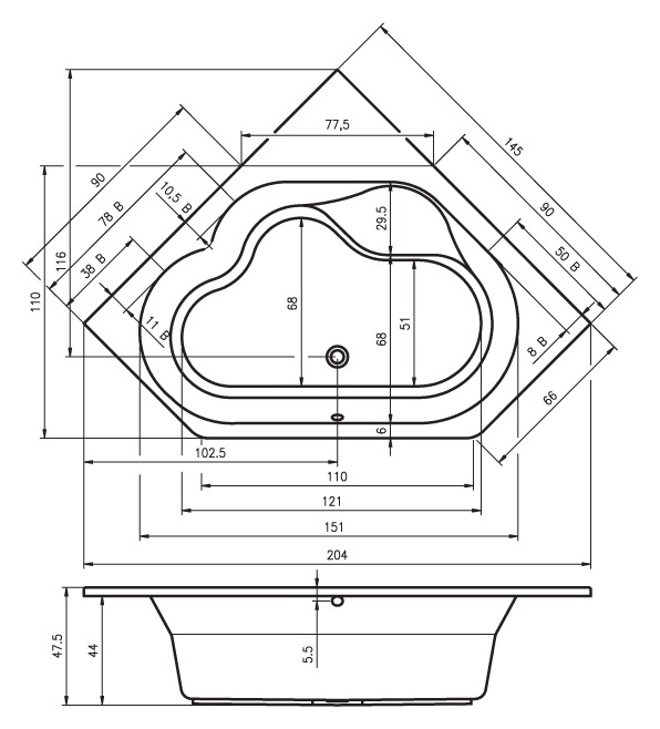 BA4800500000000_pro6 Ванна Riho Winnipeg Santreyd - Вид №3