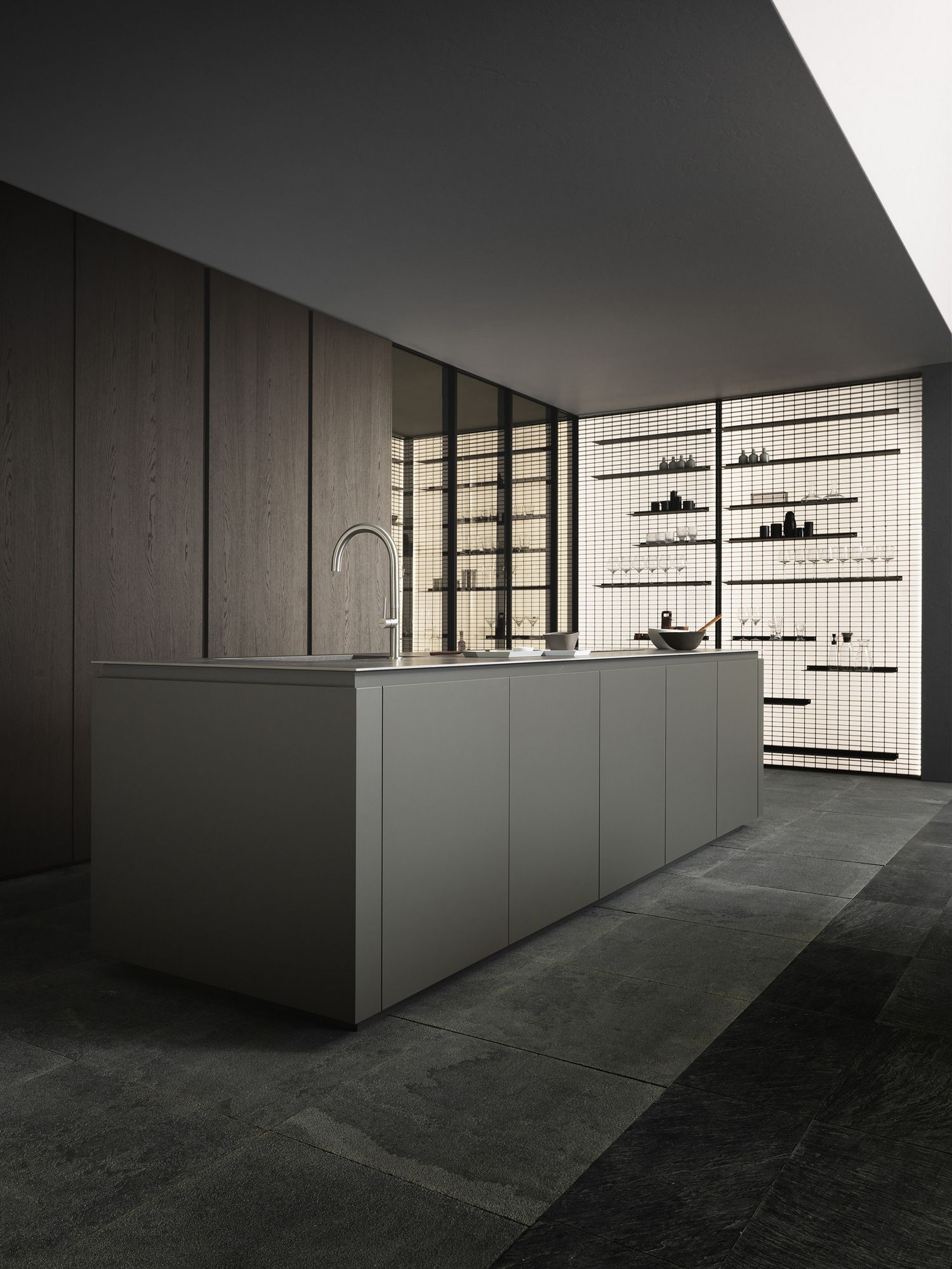 Кухня с деревянным островом и керамогранитом MODULNOVA Skill ARCH-00021174 - Вид №1