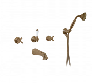 Gentry Home Смеситель для раковины на 3 отверстия Chopin White Бронза GH100859