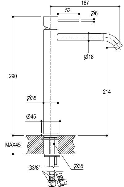 Однорычажный смеситель для раковины Ritmonio Diametro35 S ARCH-00120169 - Вид №4