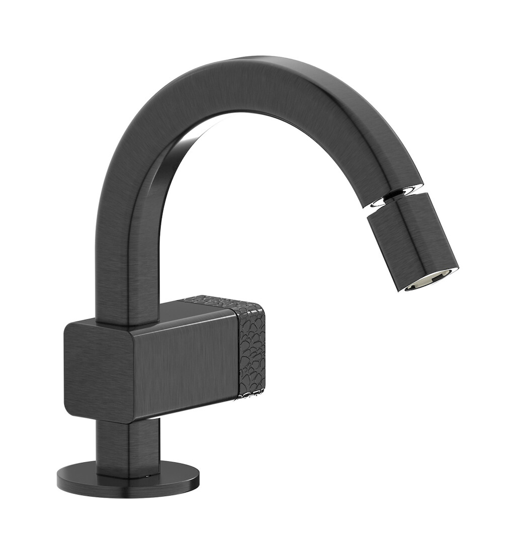 Прогрессивный смеситель для биде на 1 отверстие в комплекте с донным клапаном. WE ARE IB eo220cs_2 Brushed Black Chrome Elio