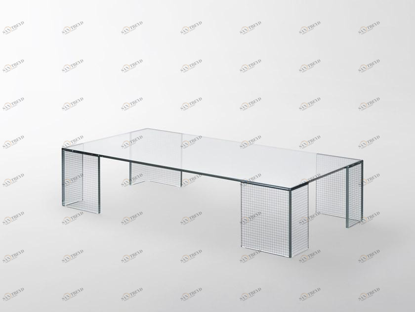 Glas Italia Низкий прямоугольный журнальный столик из хрусталя Grid Gri03