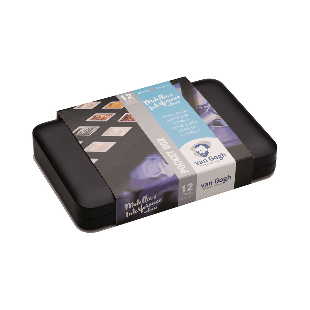 20808640 Краска акварель набор 12 цв. 1.3 мл интерферентные и металлики VAN GOGH 