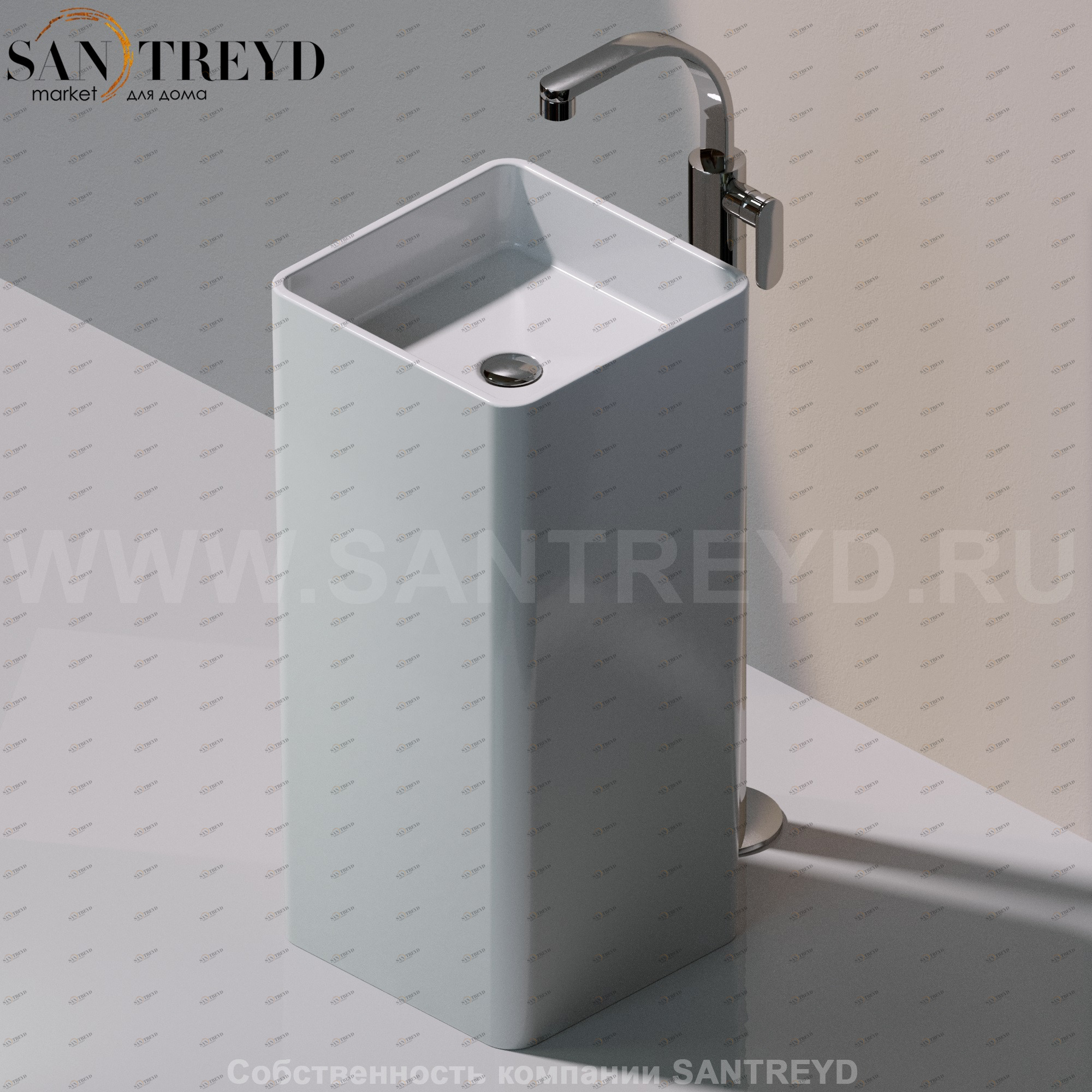 MW40C9016 Напольная раковина стоящая квадратная Ceramica Flaminia Mono