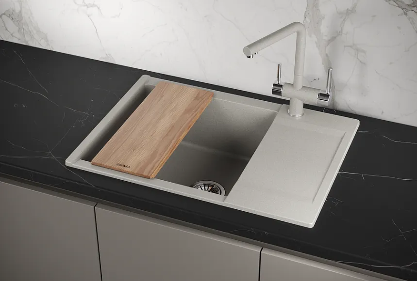 ES-7003, БАЗАЛЬТ, кухонная мойка, кварц, ESTETICA GRANULA 7003-ST245