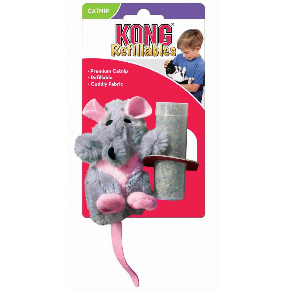 ПР0043836 Игрушка для кошек Крыса плюш с тубом кошачьей мяты 12см KONG 