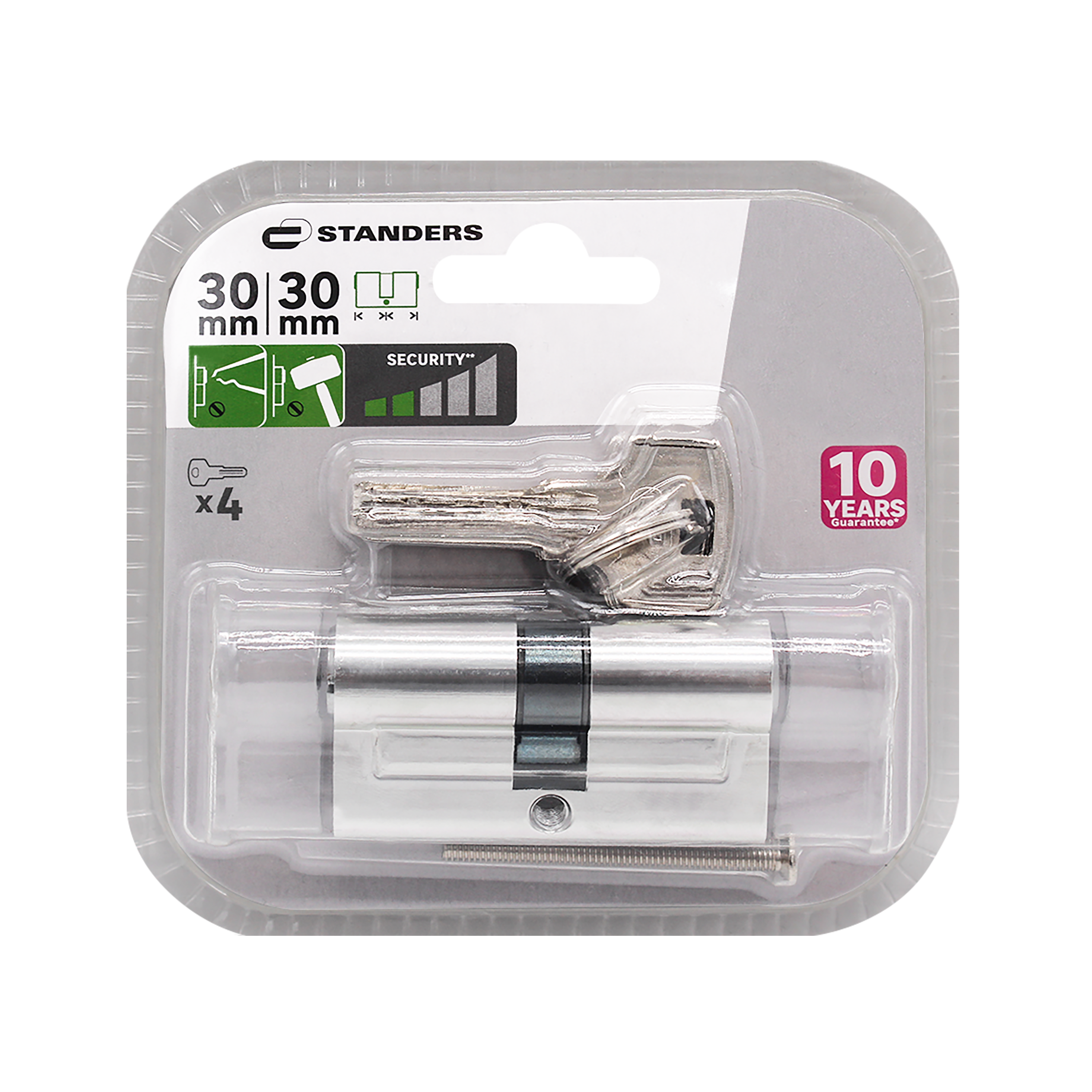 Цилиндр дверной STANDERS TTAL1-3030CR 30+30 мм с 4 ключами 82625321 STLM-0032193 - Вид №2