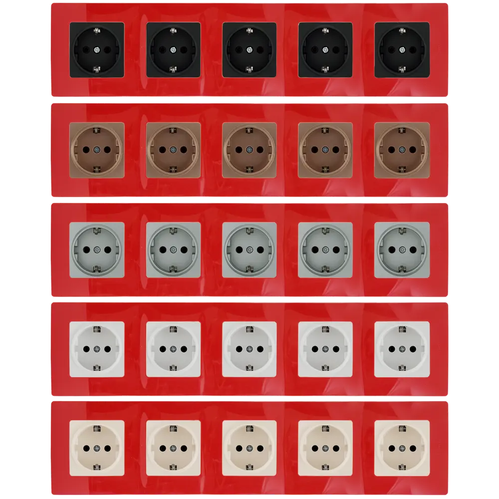 Рамка для розеток и выключателей Legrand Etika 5 постов, цвет красный STLM-2156115 - Вид №1
