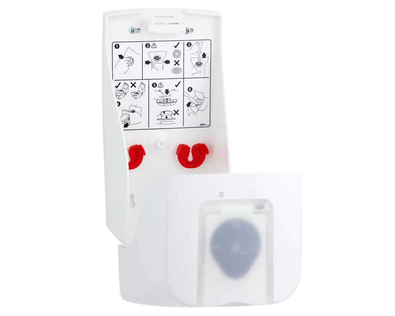 DW002 Диспенсер влажных салфеток для дезинфекции рук и поверхностей под одноразовые картриджи ТОП, белый, красное окошко Merida  - Вид №1