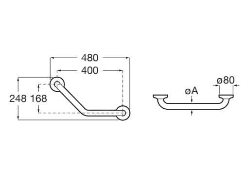 Металлическая угловая ручка для ванной комнаты Roca ACCESS ARCH-00016934 - Вид №2