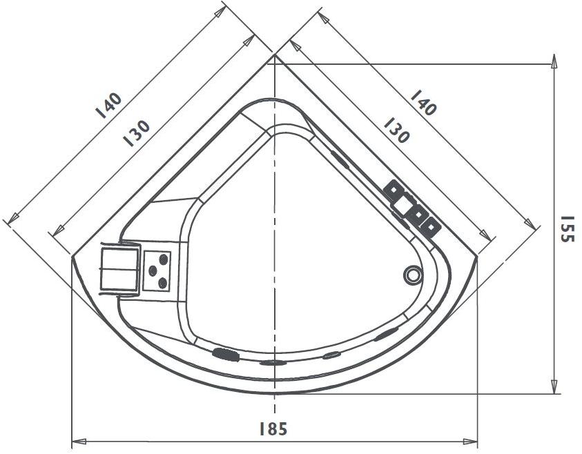 Jacuzzi® Угловая гидромассажная ванна с хромотерапией Aquasoul sun-id-1350077 - Вид №1