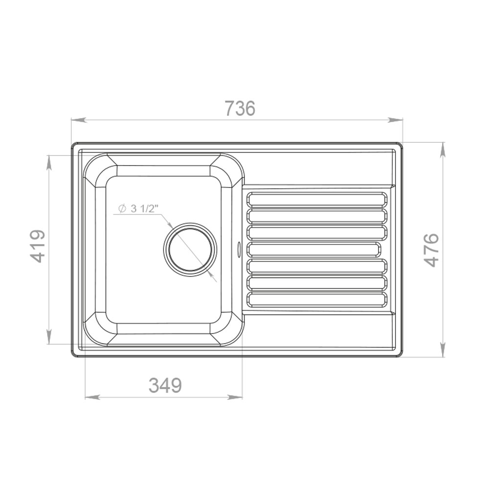 RQ144 бежевый Мойка кухонная прямоугольная Raiber  - Вид №1