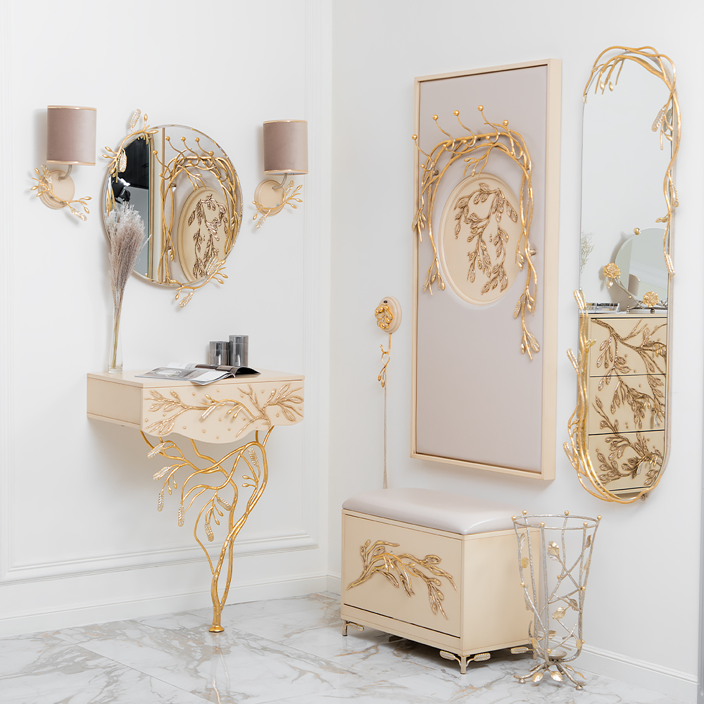 15013 Консоль Oliva Branch Айвори Мраморное золото BOGACHO 4627196596863 - Вид №1