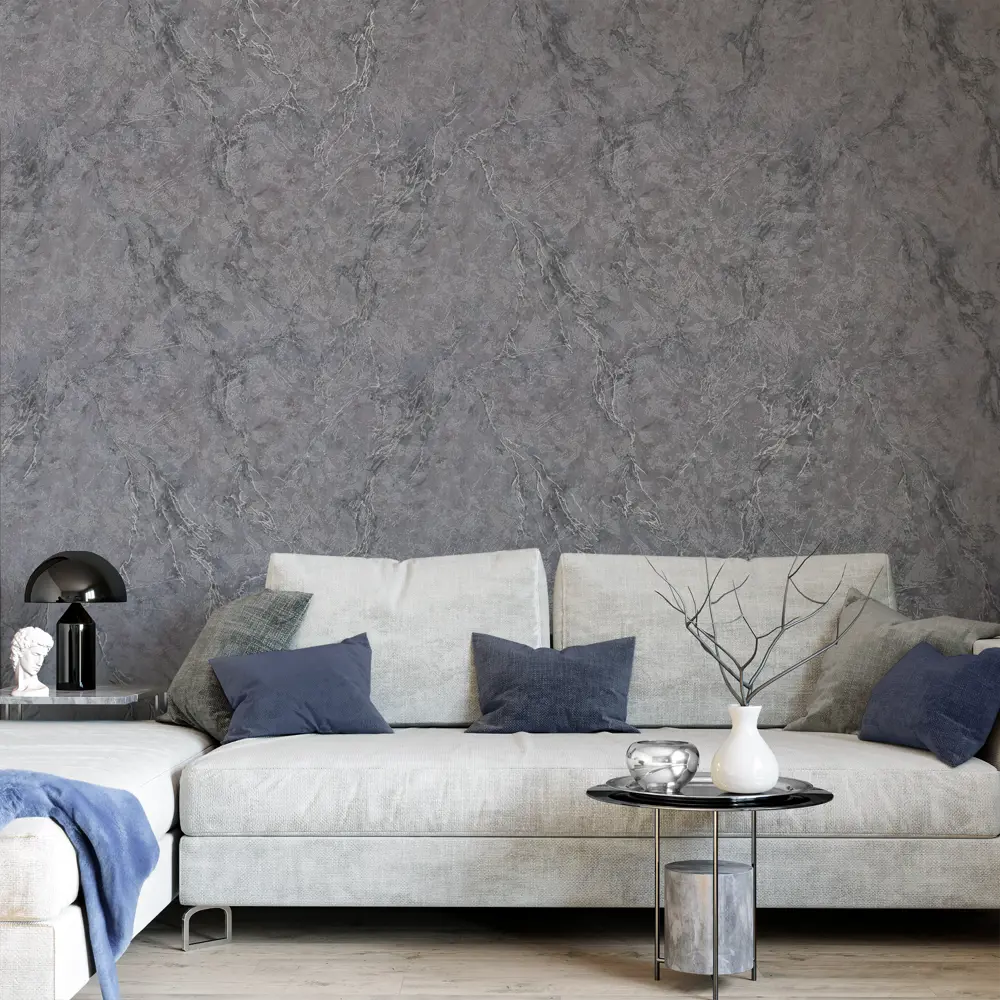 Флизелиновые обои Palitra Planet Bianca в насыщенном графитовом оттенке 89358794 STLM-0814417 - Вид №2