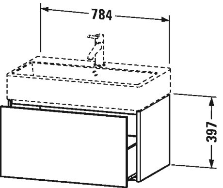 XS409504949 Тумбочка подвесная XSquare #XS4095 784 x 460 мм Графит матовый, декор Duravit - Вид №1