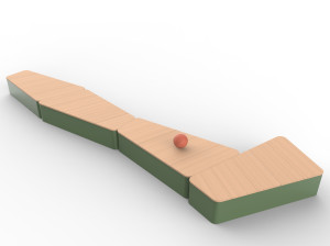 Модульная стальная и деревянная скамья без спинки