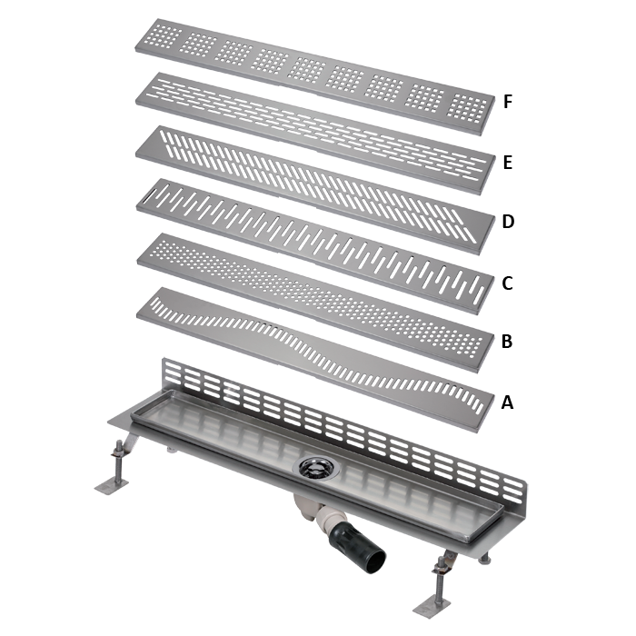 69081 Нержавеющий водоотводящий желоб к стене, длина 1150 мм SANELA 