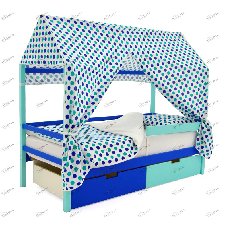 Крыша для кровати-домика текстильная Svogen круги, мятный синий БЕЛЬМАРКО  00-3833085 Голубой Santreyd 