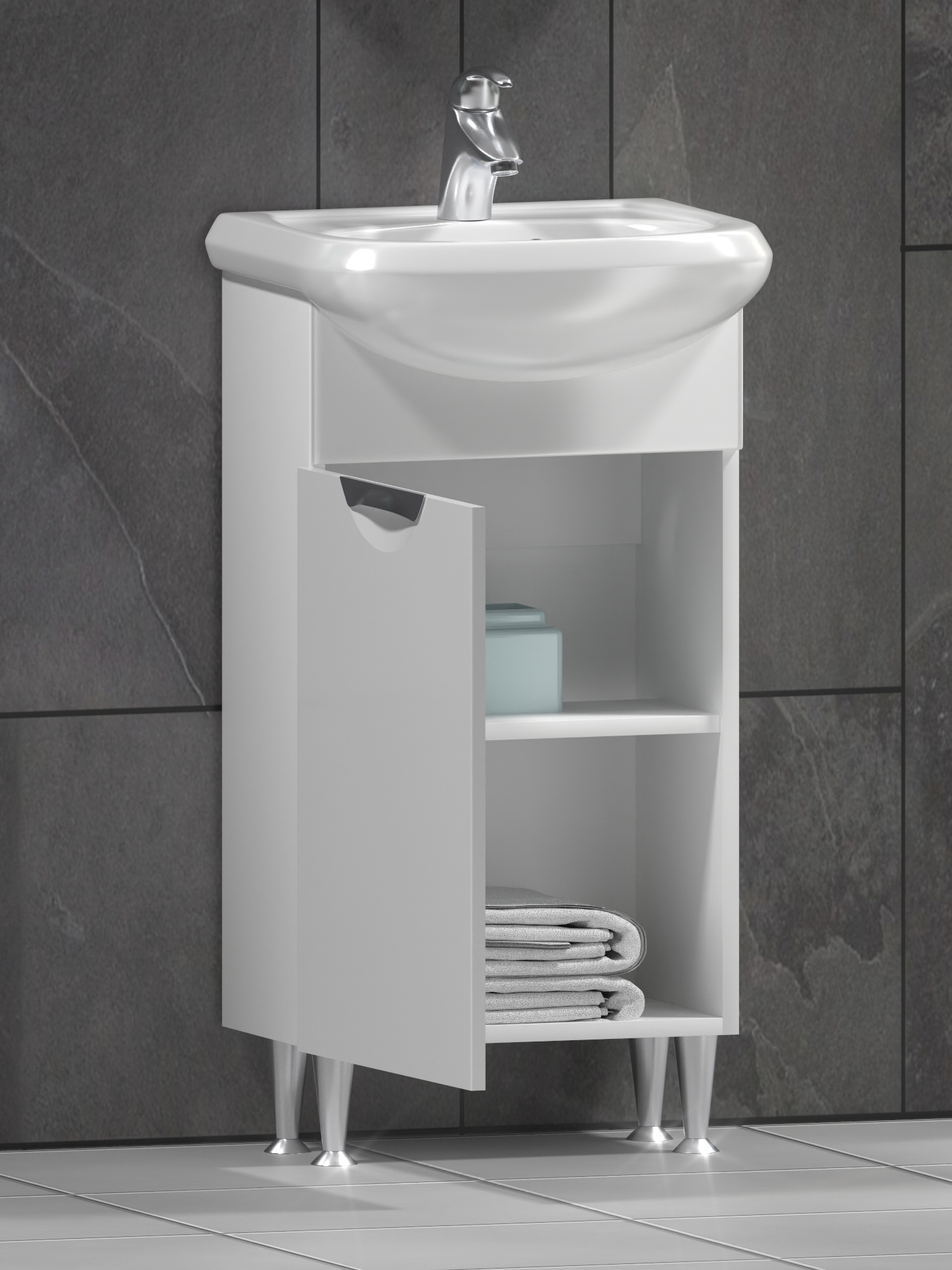 Тумба с раковиной Callao 450 new (Уют)460⨉350⨉840 мм белый Santreyd sun-id-664556 - Вид №2