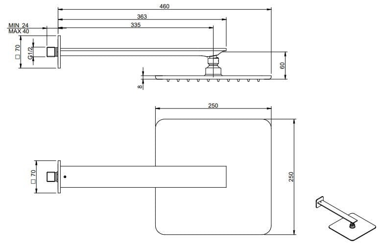 Латунный встраиваемый смеситель для душа с душем Rubinetterie Treemme Ran ARCH-00067759 - Вид №3