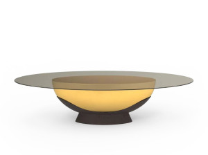 Овальный стол с основанием из стекловолокна и столешницей из закаленного стекла