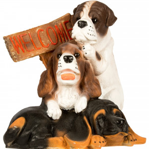 82199706 Фигура садовая «Щенки с табличкой Welcome» высота 42 см