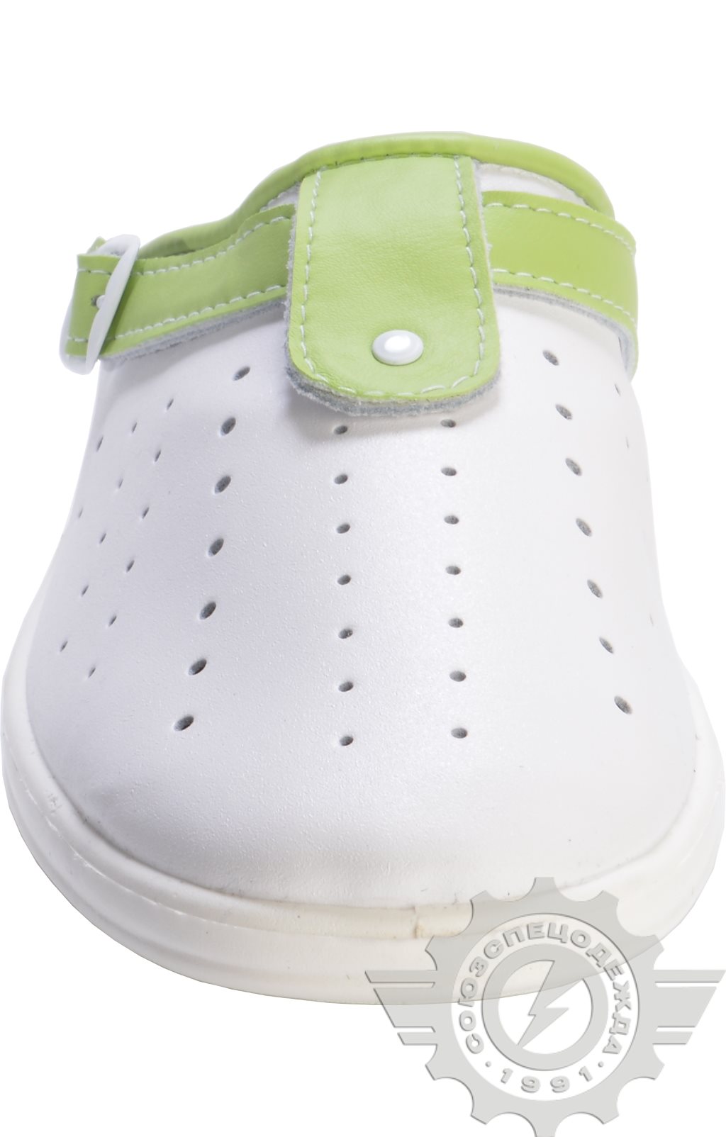 63190 Туфли Сабо "Комфорт" белые с салатовым  Медицинская обувь размер 38 Спецодежда  - Вид №1