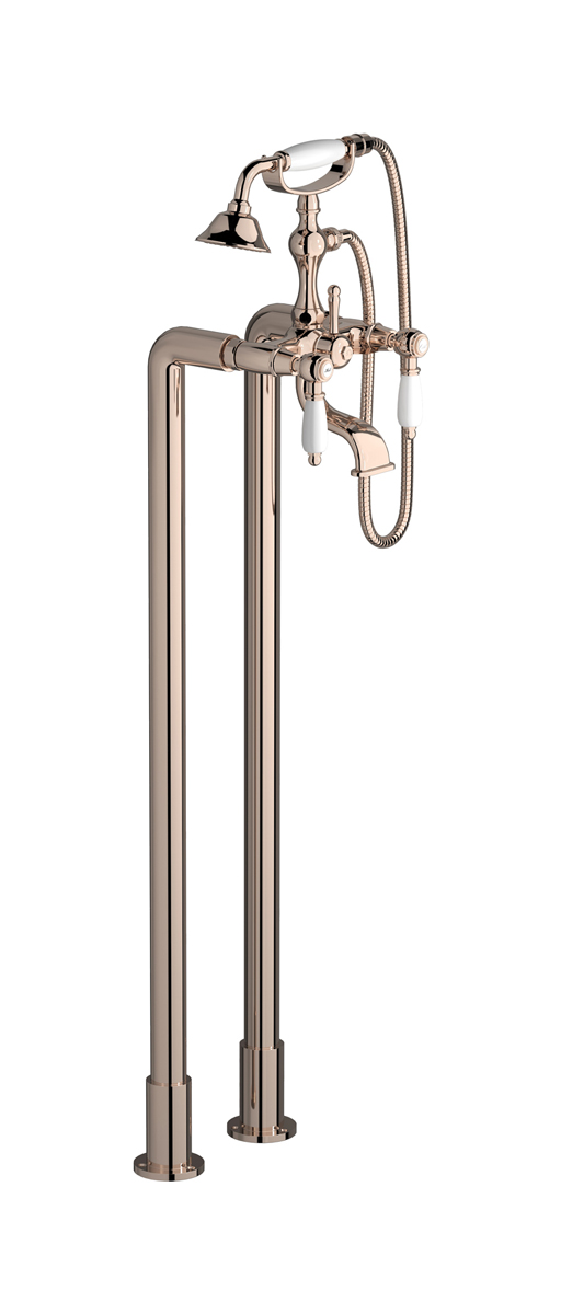 Напольный смеситель для ванны с 2 колоннами и душевым гарнитуром. WE ARE IB hl700rs_2 Rose Gold Hermes