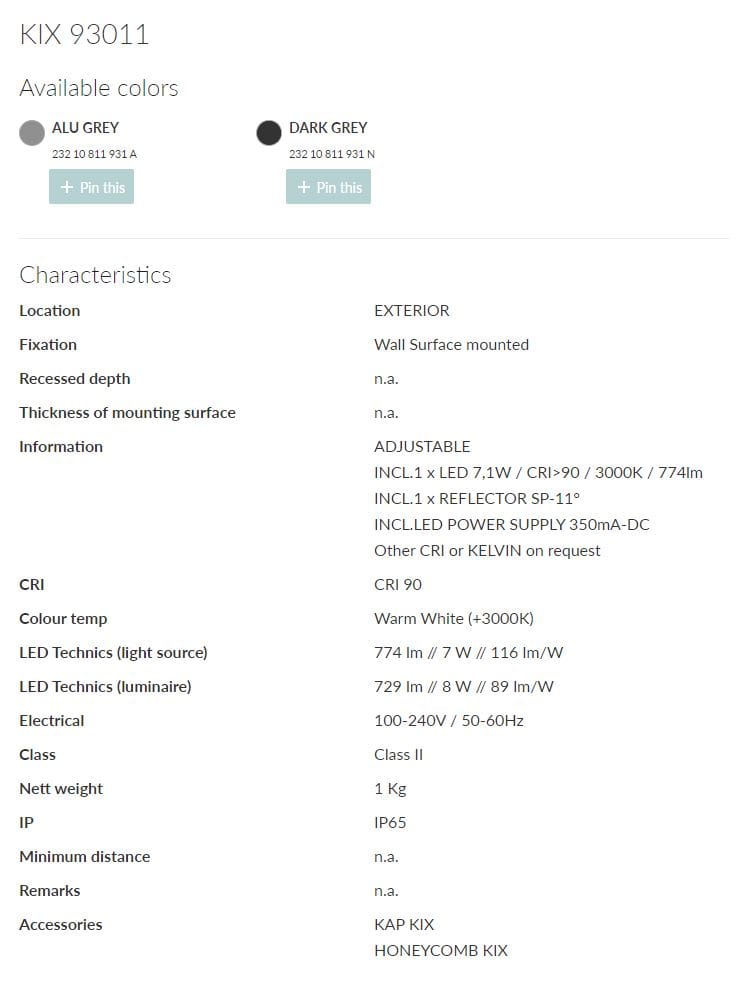 Регулируемый настенный светодиодный наружный прожектор Deltalight Kix ARCH-00072079 - Вид №7