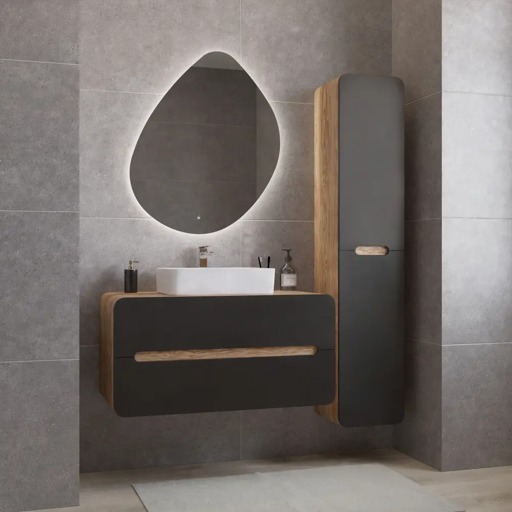 Пенал для ванной Окинава 35x170 см цвет графит/дерево Santreyd STLM-2207831 - Вид №4