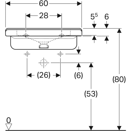 128660000 Раковина Geberit Renova Comfort Square, безбарьерная Geberit  - Вид №29
