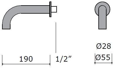 MINA Излив из нержавеющей стали для умывальника настенный Stiriana 6000 - Вид №1