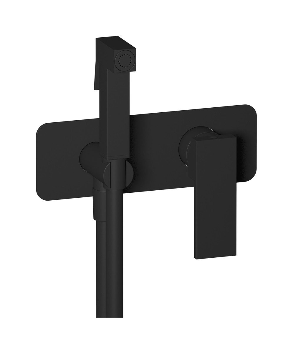 Внешние части гигенического душа со смесителем. WE ARE IB ru706np Matt Black Rubacuori 